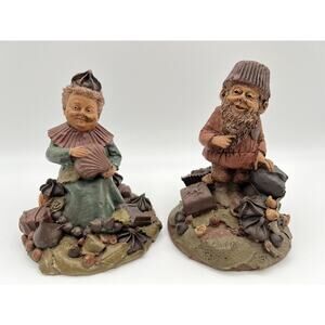Tom Clark Gnomes Chip and Candy Chocolate Wood Spirit 6” Figurines Lot of 2 1985